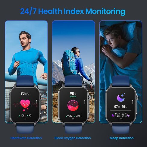 Smartwatch for Men Fitness Watch Android: 1.96" HD Smart Watches for Men LED Flashlight Digital Sport Mens Watch Make/Answer Call Heart Rate Monitor Waterproof 100+ Sports Modes Compatible iOS Phones in Saudi Arabia