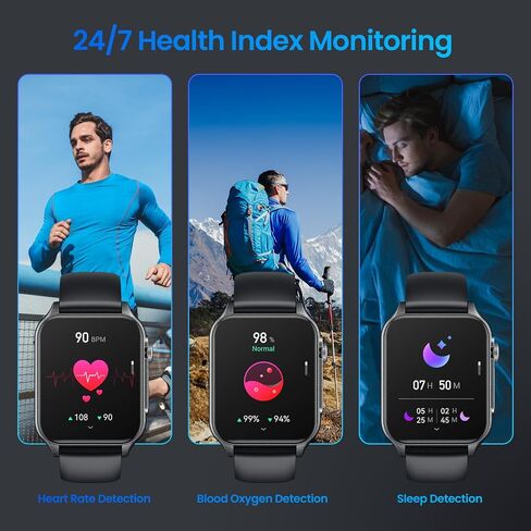 Smartwatch for Men Fitness Watch Android: 1.96" HD Smart Watches for Men LED Flashlight Digital Sport Mens Watch Make/Answer Call Heart Rate Monitor Waterproof 100+ Sports Modes Compatible iOS Phones in Saudi Arabia