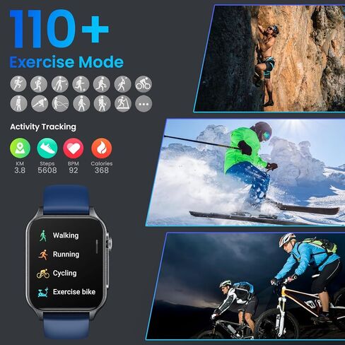 Smartwatch for Men Fitness Watch Android: 1.96" HD Smart Watches for Men LED Flashlight Digital Sport Mens Watch Make/Answer Call Heart Rate Monitor Waterproof 100+ Sports Modes Compatible iOS Phones in Saudi Arabia