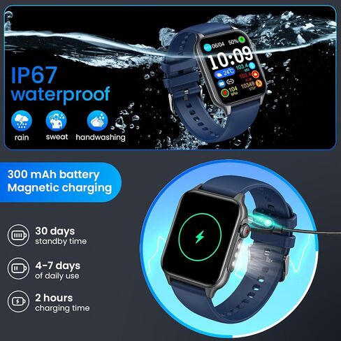 Smartwatch for Men Fitness Watch Android: 1.96" HD Smart Watches for Men LED Flashlight Digital Sport Mens Watch Make/Answer Call Heart Rate Monitor Waterproof 100+ Sports Modes Compatible iOS Phones in Saudi Arabia