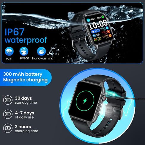 Smartwatch for Men Fitness Watch Android: 1.96" HD Smart Watches for Men LED Flashlight Digital Sport Mens Watch Make/Answer Call Heart Rate Monitor Waterproof 100+ Sports Modes Compatible iOS Phones in Saudi Arabia