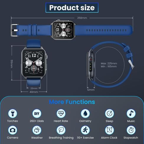 Smartwatch for Men Fitness Watch Android: 1.96" HD Smart Watches for Men LED Flashlight Digital Sport Mens Watch Make/Answer Call Heart Rate Monitor Waterproof 100+ Sports Modes Compatible iOS Phones in Saudi Arabia