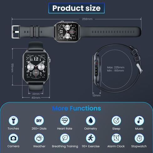 Smartwatch for Men Fitness Watch Android: 1.96" HD Smart Watches for Men LED Flashlight Digital Sport Mens Watch Make/Answer Call Heart Rate Monitor Waterproof 100+ Sports Modes Compatible iOS Phones in Saudi Arabia