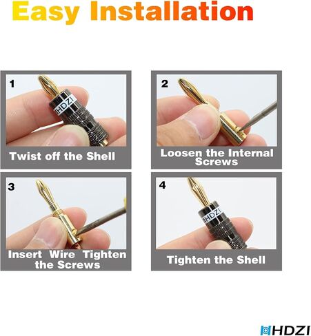 Banana Plugs 6 Pair/12 Pcs, 24K Gold Plated Speaker Plugs with Dual Screws Connector for Speaker Wire, Home Theater, Audio/Video Receiver,Wall Plate and Sound Systems(Sliver) in Saudi Arabia