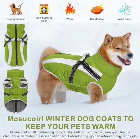 mosucoirl الدافئة الكلب المعاطف سترة، مقاوم للماء الكلاب سترة عاكسة الصوف الحيوانات الأليفة الشتاء معطف الطقس البارد الكلاب الملابس الدافئة سترات الثلج ملابس للكلاب الصغيرة المتوسطة الكبيرة جرو in Kuwait