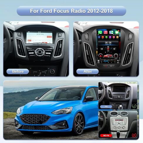 5GWiFi ترقية راديو ستيريو للسيارة Ford Focus 2012-2018 - Carplay اللاسلكي ونظام الملاحة GPS التلقائي بنظام Android - 4 جيجابايت + 32 جيجابايت 10.4 بوصة شاشة لمس على شكل حرف T بلوتوث RDS FM SWC in Kuwait