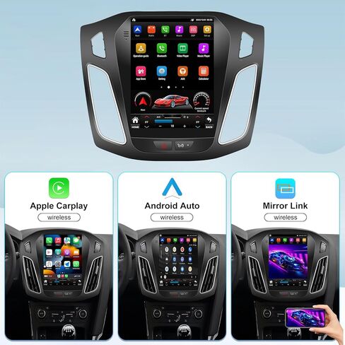 5GWiFi ترقية راديو ستيريو للسيارة Ford Focus 2012-2018 - Carplay اللاسلكي ونظام الملاحة GPS التلقائي بنظام Android - 4 جيجابايت + 32 جيجابايت 10.4 بوصة شاشة لمس على شكل حرف T بلوتوث RDS FM SWC in Kuwait