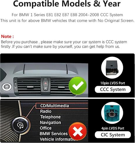 سيارة لاسلكية Carplay أندرويد السيارات ستيريو الوسائط المتعددة لسيارات BMW 1 سلسلة E87 E81 E82 E88 CCC 2004-2008 شاشة تعمل باللمس HD 10.25 "1920*720 نظام لينكس DSP in Kuwait
