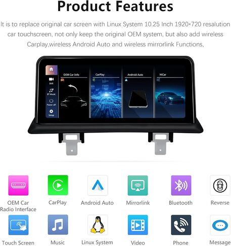 سيارة لاسلكية Carplay أندرويد السيارات ستيريو الوسائط المتعددة لسيارات BMW 1 سلسلة E87 E81 E82 E88 CCC 2004-2008 شاشة تعمل باللمس HD 10.25 "1920*720 نظام لينكس DSP in Kuwait