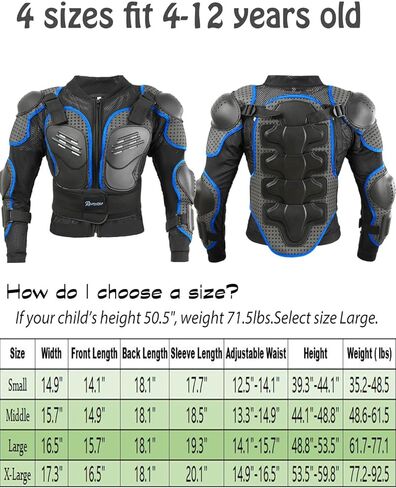 Kids Motorcycle Jakcet-Dirk Bike Gear,Youth Motocross Armor Suit,Back Chest Eblow Protection in Kuwait