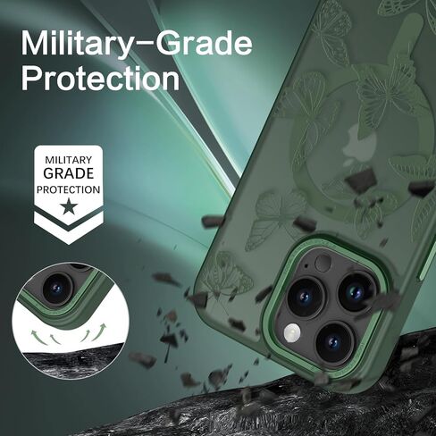 حافظة BENTOBEN لهاتف iPhone 16 Pro Max، حافظة مغناطيسية بنمط فراشة لطيفة لهاتف iPhone 16 Pro Max [متوافقة مع MagSafe] حافظة حماية نحيفة شفافة غير لامعة لهاتف iPhone 16 Pro Max 6.9 بوصة، أسود in Kuwait