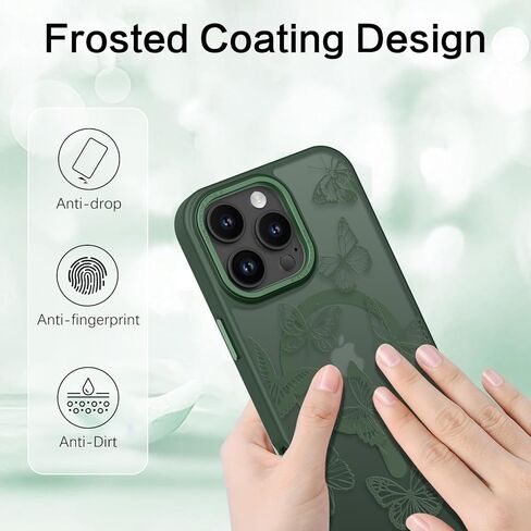 حافظة BENTOBEN لهاتف iPhone 16 Pro Max، حافظة مغناطيسية بنمط فراشة لطيفة لهاتف iPhone 16 Pro Max [متوافقة مع MagSafe] حافظة حماية نحيفة شفافة غير لامعة لهاتف iPhone 16 Pro Max 6.9 بوصة، أسود in Kuwait