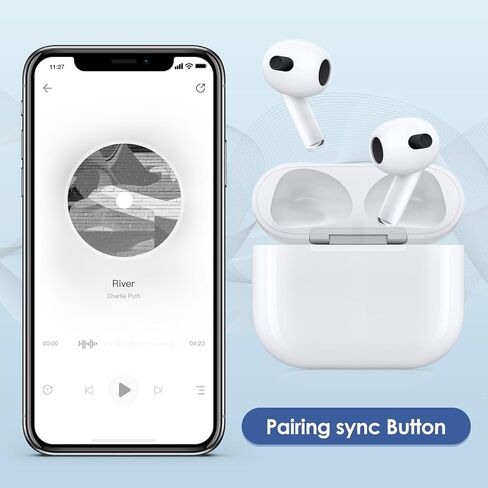 حافظة شحن لاسلكية متوافقة مع AirPods الجيل الثالث، علبة شحن Air Pods الجيل الثالث بديلة مع زر مزامنة بلوتوث، بطارية مدمجة بقدرة 660 مللي أمبير في الساعة، بدون سماعات أذن in Saudi Arabia