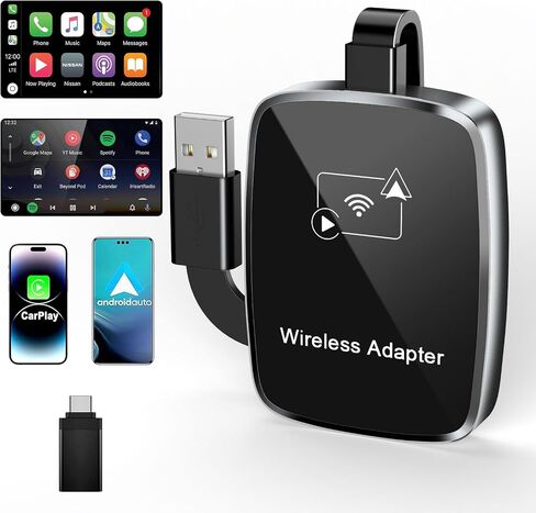 Omeyo Wireless Carplay Adapter for All Factory Wireless Adapter CarPlay Plug & Play Dongle Converts Wired to Wireless Fast and Easy Use Fit for iPhone Cars 2016+ & for iOS 10+ Black in Saudi Arabia