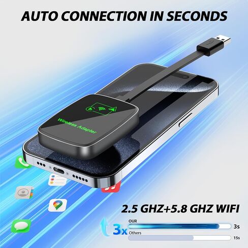 Omeyo Wireless Carplay Adapter for All Factory Wireless Adapter CarPlay Plug & Play Dongle Converts Wired to Wireless Fast and Easy Use Fit for iPhone Cars 2016+ & for iOS 10+ Black in Saudi Arabia