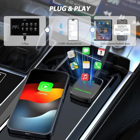 Omeyo Wireless Carplay Adapter for All Factory Wireless Adapter CarPlay Plug & Play Dongle Converts Wired to Wireless Fast and Easy Use Fit for iPhone Cars 2016+ & for iOS 10+ Black in Saudi Arabia