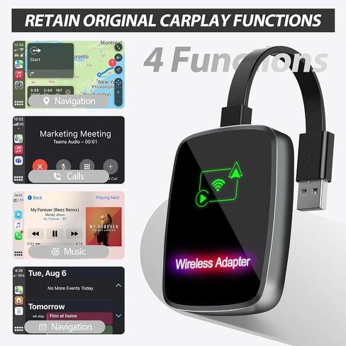 Omeyo Wireless Carplay Adapter for All Factory Wireless Adapter CarPlay Plug & Play Dongle Converts Wired to Wireless Fast and Easy Use Fit for iPhone Cars 2016+ & for iOS 10+ Black in Saudi Arabia
