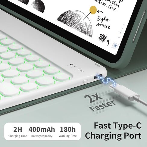 kenke Keyboard Case for iPad Air 11 Inch (M2) 2024, iPad Air 5th/4th Generation 10.9 Inch 2022/2020, Stand Folio Cover with Pencil Holder, 7 Color Backlit Detachable Wireless Keyboard, Black in Kuwait