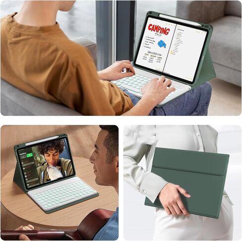 kenke Keyboard Case for iPad Air 11 Inch (M2) 2024, iPad Air 5th/4th Generation 10.9 Inch 2022/2020, Stand Folio Cover with Pencil Holder, 7 Color Backlit Detachable Wireless Keyboard, Black in Kuwait