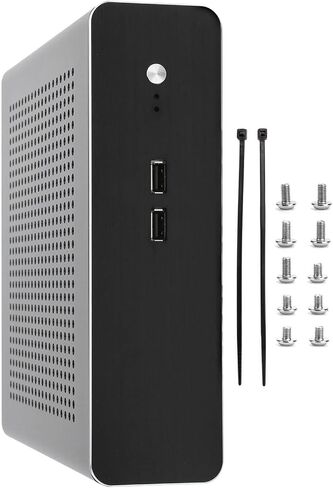 حافظة كمبيوتر ألعاب Mini ITX، هيكل G60S HTPC، حافظة كمبيوتر مزودة بمصدر طاقة DCATX من الألومنيوم بالكامل لجهاز Mini-ITX 170x170 مم، موضع (USB2.0) in Kuwait