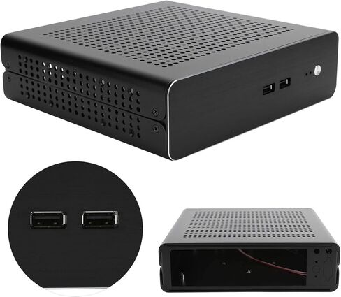 حافظة كمبيوتر ألعاب Mini ITX، هيكل G60S HTPC، حافظة كمبيوتر مزودة بمصدر طاقة DCATX من الألومنيوم بالكامل لجهاز Mini-ITX 170x170 مم، موضع (USB2.0) in Kuwait