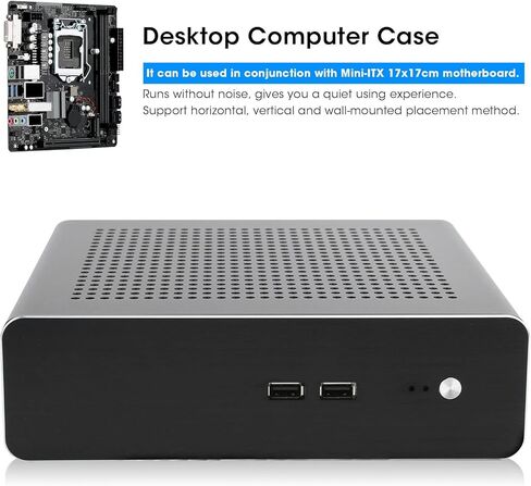 حافظة كمبيوتر ألعاب Mini ITX، هيكل G60S HTPC، حافظة كمبيوتر مزودة بمصدر طاقة DCATX من الألومنيوم بالكامل لجهاز Mini-ITX 170x170 مم، موضع (USB2.0) in Kuwait