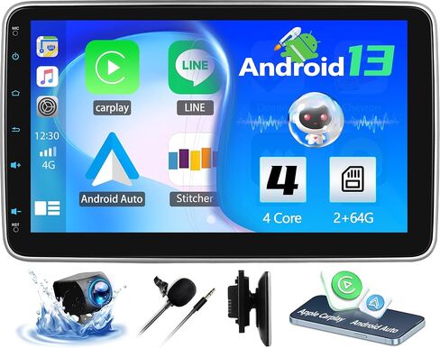 SIXTOP [2+64G] ستيريو سيارة Android مزدوج Din 10.1 بوصة تعمل باللمس مع Carplay اللاسلكي Android Auto Mirror Link موضوعات مختلفة FM RDS بلوتوث WiFi GPS+AHD كاميرا وميكروفون in Saudi Arabia