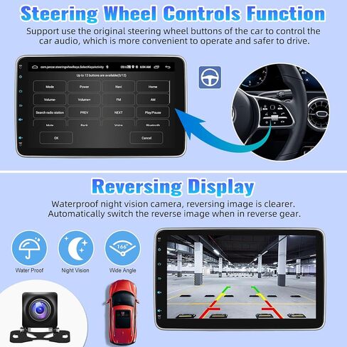 SIXTOP [2+64G] ستيريو سيارة Android مزدوج Din 10.1 بوصة تعمل باللمس مع Carplay اللاسلكي Android Auto Mirror Link موضوعات مختلفة FM RDS بلوتوث WiFi GPS+AHD كاميرا وميكروفون in Saudi Arabia