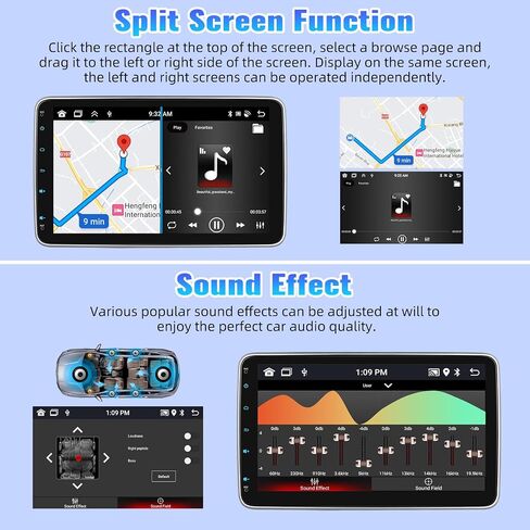 SIXTOP [2+64G] ستيريو سيارة Android مزدوج Din 10.1 بوصة تعمل باللمس مع Carplay اللاسلكي Android Auto Mirror Link موضوعات مختلفة FM RDS بلوتوث WiFi GPS+AHD كاميرا وميكروفون in Saudi Arabia