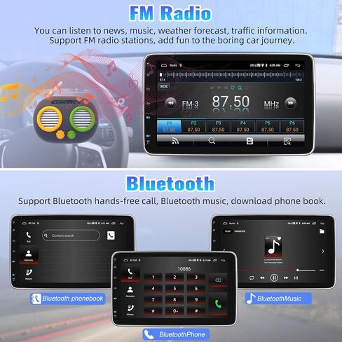 SIXTOP [2+64G] ستيريو سيارة Android مزدوج Din 10.1 بوصة تعمل باللمس مع Carplay اللاسلكي Android Auto Mirror Link موضوعات مختلفة FM RDS بلوتوث WiFi GPS+AHD كاميرا وميكروفون in Saudi Arabia
