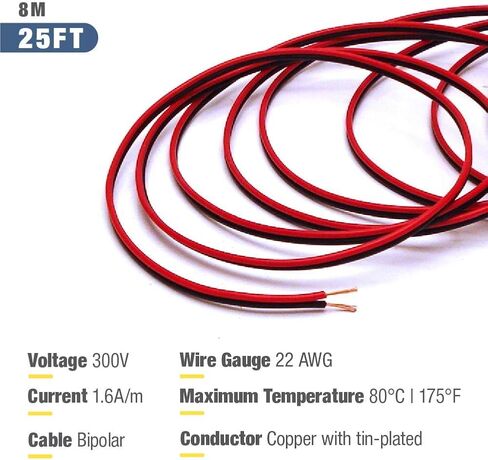 20awg PVC Electrical Wire 2 Conductor Parallel Wire line 50ft [Black 25ft Red 25ft] 20 Gauge Soft and Flexible Hook Up Oxygen Free Strands Tinned Copper Wire in Saudi Arabia