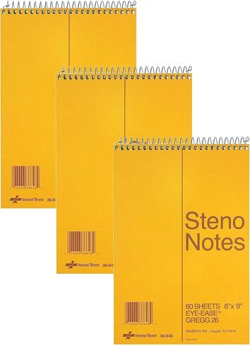 دفتر ملاحظات Rediform National Steno مع غطاء لوح بني، ورق أخضر مريح للعين، مسطر جريج، 6 بوصة × 9 بوصة، 60 ورقة (36646) in Kuwait