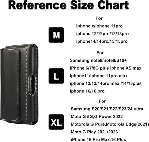 Universal Phone Holster Pouch Case Genuine Leather Top Layer Cowhide Leather for Man for iPhone X/iPhone 11pro/12pro/13pro/14pro/15pro/iPhone 12/13/14/15 (M) in Saudi Arabia