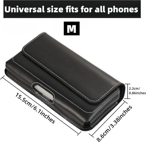 Universal Phone Holster Pouch Case Genuine Leather Top Layer Cowhide Leather for Man for iPhone X/iPhone 11pro/12pro/13pro/14pro/15pro/iPhone 12/13/14/15 (M) in Saudi Arabia