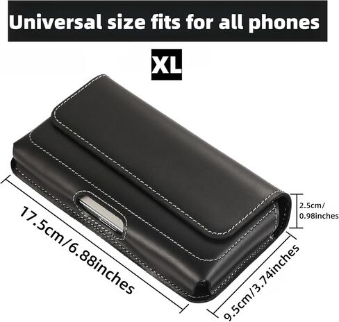 Universal Phone Holster Pouch Case Genuine Leather Top Layer Cowhide Leather for Man for iPhone X/iPhone 11pro/12pro/13pro/14pro/15pro/iPhone 12/13/14/15 (M) in Saudi Arabia