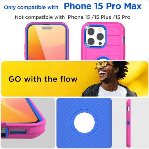 جراب بمشبك حزام AICase iPhone 15 Pro Max، حماية شديدة التحمل من السقوط لكامل الجسم متين ومقاوم للصدمات وغطاء عسكري متين متوافق مع iPhone 15 Pro Max 6.7 بوصة in Saudi Arabia