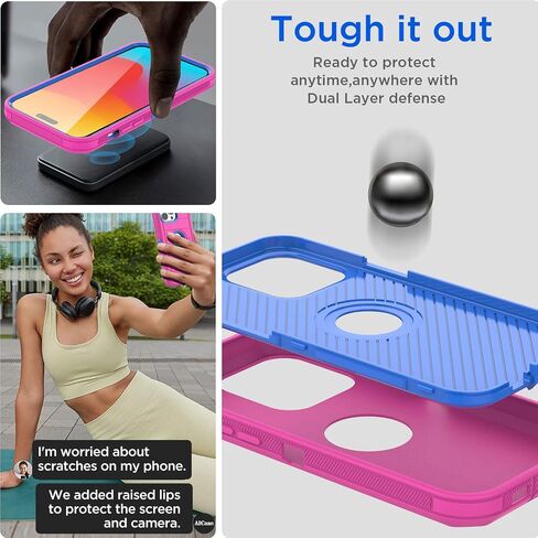 جراب بمشبك حزام AICase iPhone 15 Pro Max، حماية شديدة التحمل من السقوط لكامل الجسم متين ومقاوم للصدمات وغطاء عسكري متين متوافق مع iPhone 15 Pro Max 6.7 بوصة in Saudi Arabia