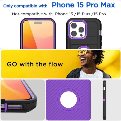 AICase iPhone 15 Pro Max Belt Clip Case,Heavy Duty Drop Protection Full Body Rugged Shockproof Military Protective Tough Durable Cover Compatible with iPhone 15 Pro Max 6.7" in Kuwait