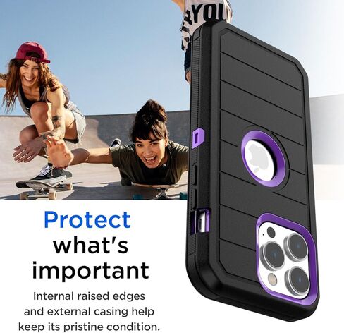 AICase iPhone 15 Pro Max Belt Clip Case,Heavy Duty Drop Protection Full Body Rugged Shockproof Military Protective Tough Durable Cover Compatible with iPhone 15 Pro Max 6.7" in Kuwait