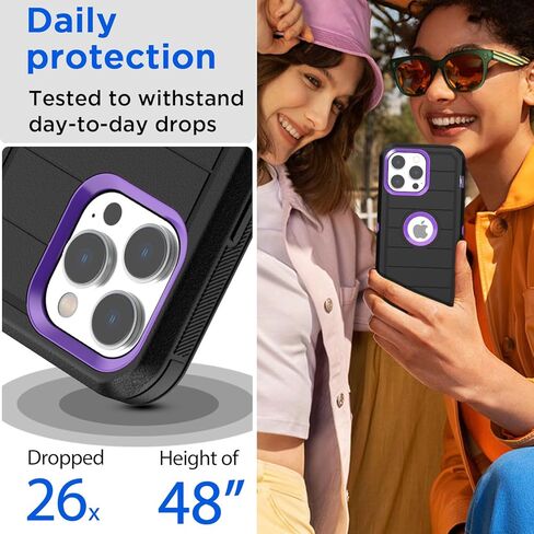 AICase iPhone 15 Pro Max Belt Clip Case,Heavy Duty Drop Protection Full Body Rugged Shockproof Military Protective Tough Durable Cover Compatible with iPhone 15 Pro Max 6.7" in Kuwait