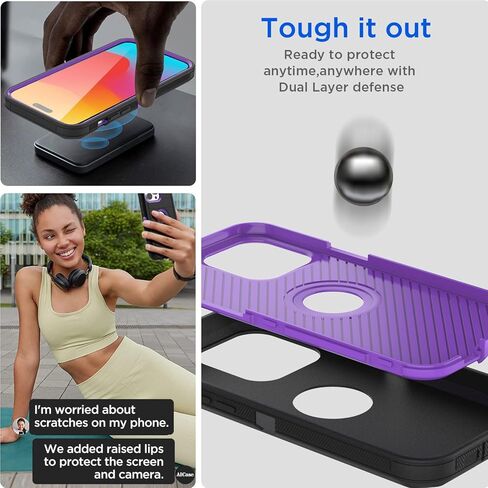 AICase iPhone 15 Pro Max Belt Clip Case,Heavy Duty Drop Protection Full Body Rugged Shockproof Military Protective Tough Durable Cover Compatible with iPhone 15 Pro Max 6.7" in Kuwait