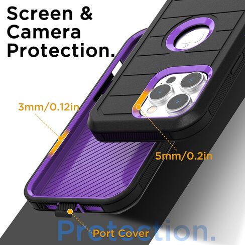 AICase iPhone 15 Pro Max Belt Clip Case,Heavy Duty Drop Protection Full Body Rugged Shockproof Military Protective Tough Durable Cover Compatible with iPhone 15 Pro Max 6.7" in Kuwait