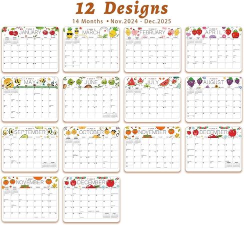 2024 Magnetic Calendar for Refrigerator Planner Fridge Wall Monthly Magnet Organization, 14 Month 8 x 10 Inch, Season and Holidays Decor for Kitchen Home Household in Kuwait