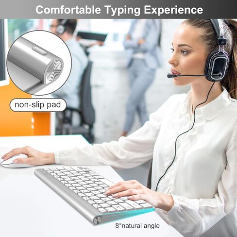 مجموعة لوحة مفاتيح وماوس لاسلكية من cimetech - فضي in Kuwait