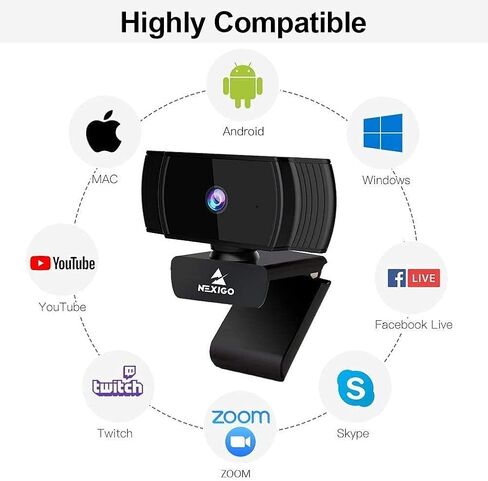 NexiGo N660P (Gen 2) 1080P 60FPS Webcam with Software Control, Dual Microphone & Cover, Autofocus, HD USB Computer Web Camera, for OBS/Gaming/Zoom/Skype/FaceTime/Teams/Twitch in Saudi Arabia