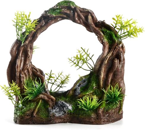 ديكور حوض السمك لفرع جذر شجرة سايم، ديكور إكليل نباتات اصطناعية لخزان الأسماك للعب الأسماك، ديكورات حوض أسماك بيتا الذهبية لإخفاء الملحقات in Kuwait