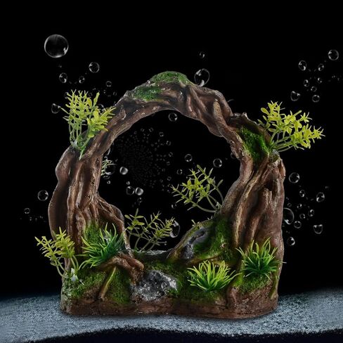 ديكور حوض السمك لفرع جذر شجرة سايم، ديكور إكليل نباتات اصطناعية لخزان الأسماك للعب الأسماك، ديكورات حوض أسماك بيتا الذهبية لإخفاء الملحقات in Kuwait