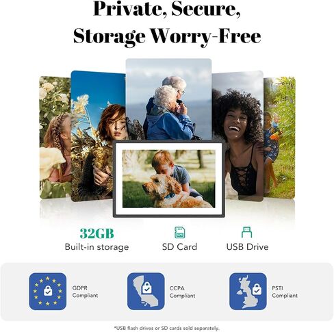 إطار صور رقمي 2K (مدعوم من Lexar)، شاشة لمس IPS مضادة للوهج مقاس 11 بوصة، إطار صور رقمي Wi-Fi مع مساحة تخزين 32 جيجابايت للمنزل، والهدايا، ومشاركة الصور/مقاطع الفيديو عبر تطبيق Frameo in Saudi Arabia
