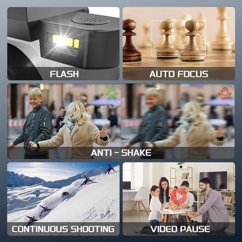 كاميرات رقمية 4K للتصوير الفوتوغرافي من NBD - كاميرا تصوير فوتوغرافي للسفر ومدونات فيديو على YouTube بدقة 48 ميجابكسل مع ميكروفون وقبضة حامل ثلاثي القوائم، تكبير رقمي 16X، تتضمن بطاقة SD سعة 32 جيجابايت وعدسة ماكرو واسعة الزاوية in Kuwait