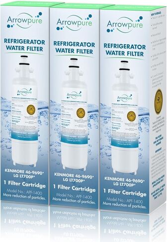 Arrowpure 4 عبوات من فلتر مياه الثلاجة البديل APF-1400X3 - يناسب ADQ36006101، LFX25991ST، RFC1200A، LT700P فلتر مياه بديل لثلاجات LG، متوافق مع Kenmore 46-9690 in Saudi Arabia